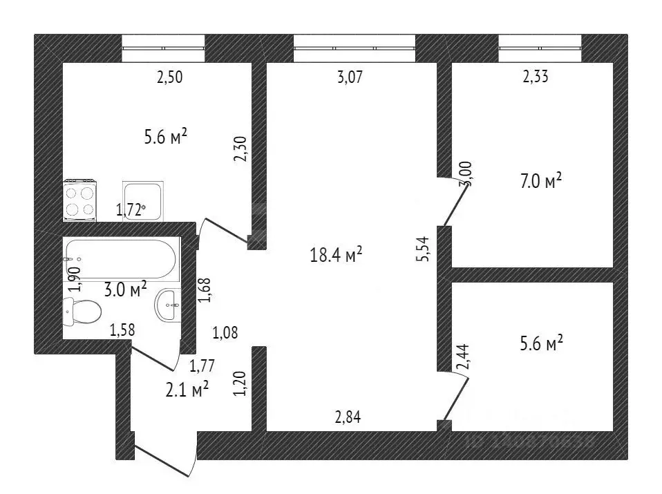 2-к кв. Ленинградская область, Бокситогорск Южная ул., 17 (47.0 м) - Фото 2