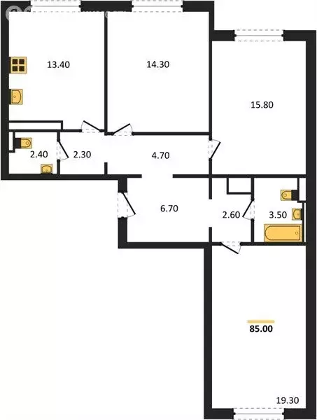 3-комнатная квартира: Воронеж, улица Загоровского, 5к2 (85 м) - Фото 1