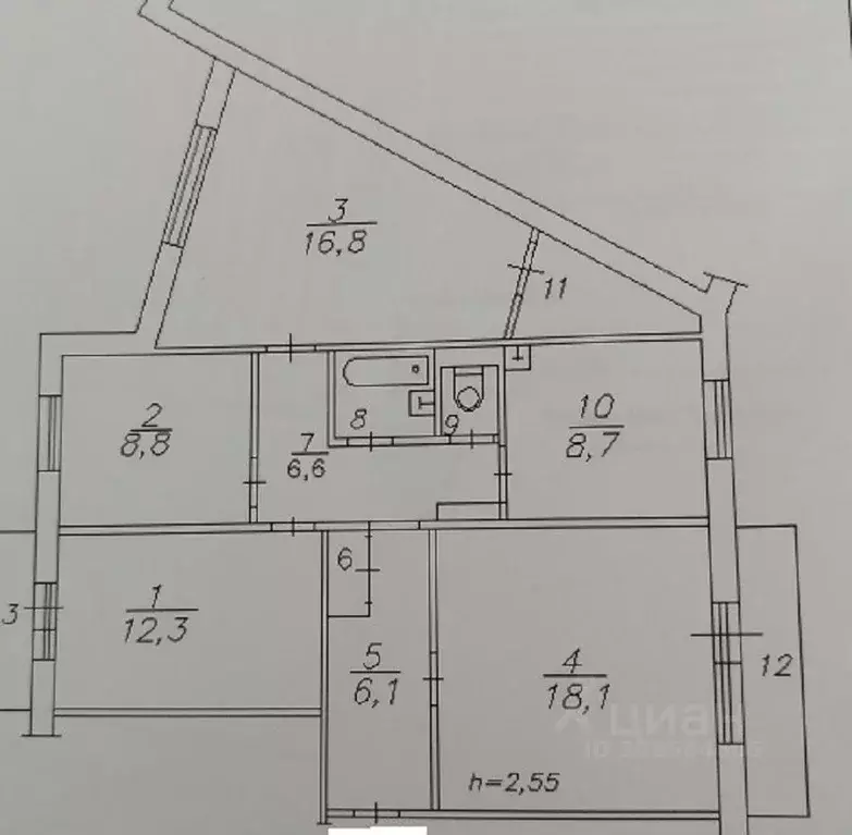 4-к кв. Красноярский край, Красноярск ул. Борисевича, 10 (83.0 м) - Фото 0