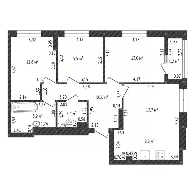 4-к кв. Башкортостан, Уфа ул. Чернышевского, 24 (79.1 м) - Фото 2