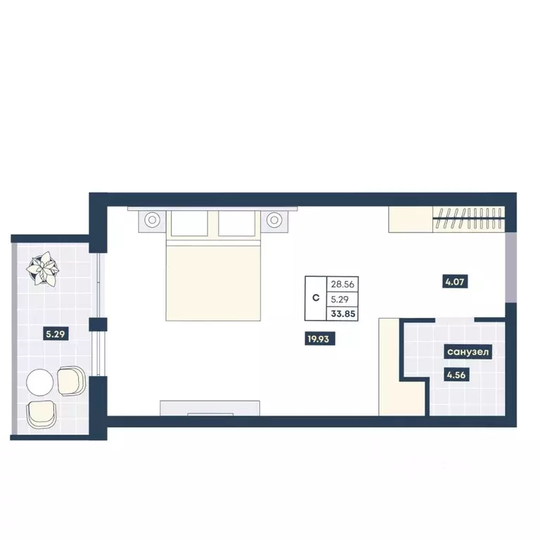 Студия Краснодарский край, Анапа Лучи жилой комплекс (33.85 м) - Фото 1