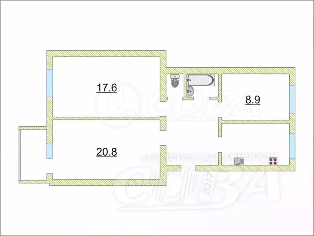 3-комнатная квартира: Боровский, улица 8 Марта, 4 (59.3 м) - Фото 2