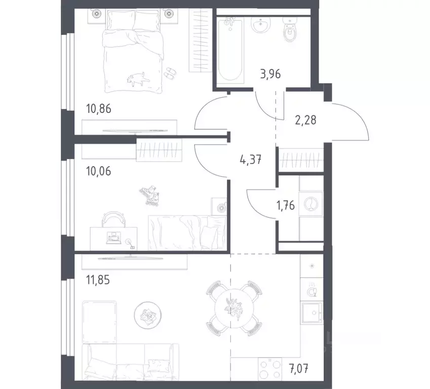 2-к кв. Московская область, Ленинский городской округ, Мисайлово пгт, ... - Фото 1