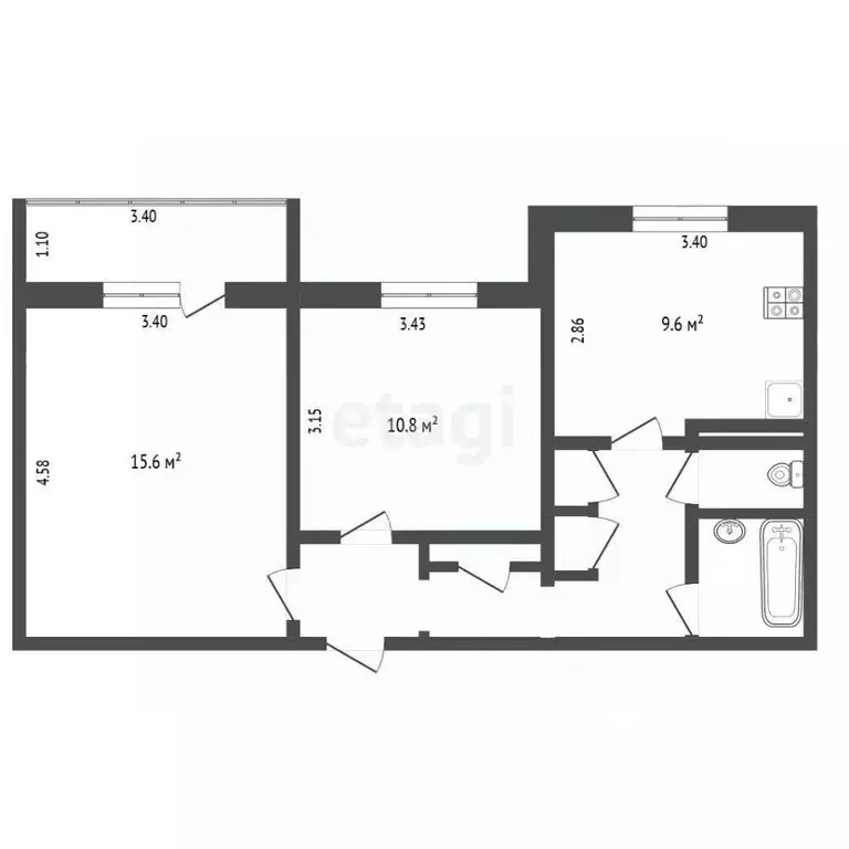 2-к кв. Вологодская область, Череповец Октябрьский просп., 45 (49.9 м) - Фото 1