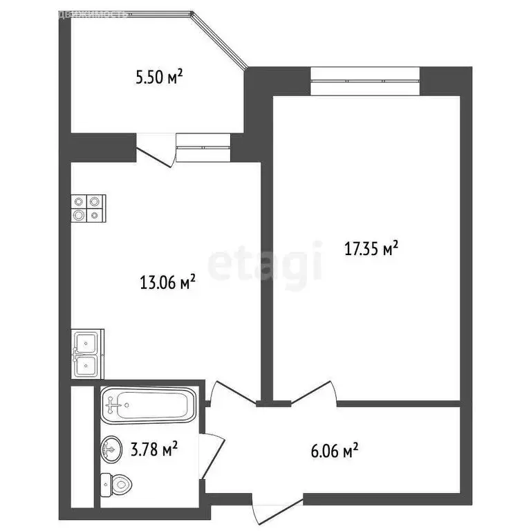 1-комнатная квартира: Раменское, Крымская улица, 7 (41.7 м) - Фото 1