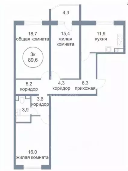 3-к кв. Ханты-Мансийский АО, Ханты-Мансийск Красногвардейская ул., 42 ... - Фото 0