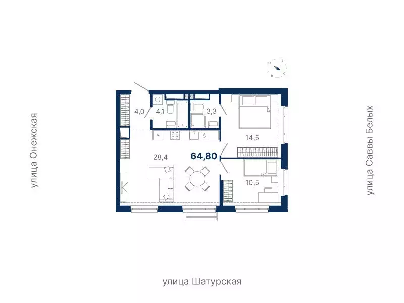 2-комнатная квартира: Екатеринбург, жилой район Южный, жилая ... - Фото 0