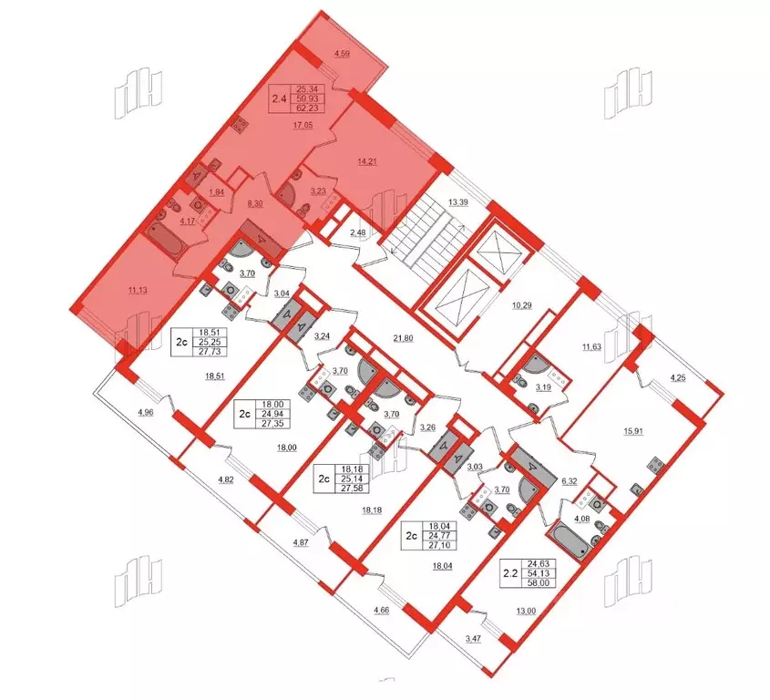 2-к кв. Санкт-Петербург ул. Архивная, 4 (62.3 м) - Фото 2