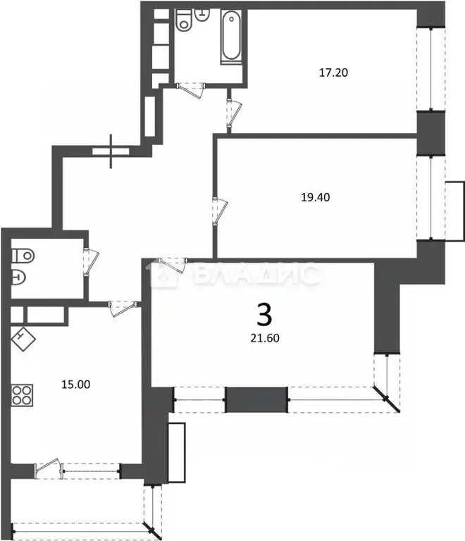 3-к кв. Москва Клинская ул., 2А (97.4 м) - Фото 2