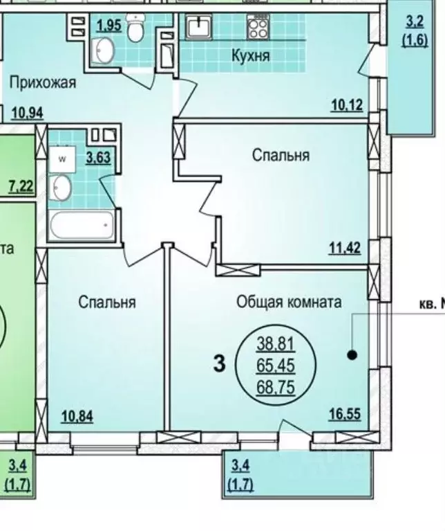 3-к кв. Новосибирская область, Новосибирск ул. Писарева, 42 (65.0 м) - Фото 0