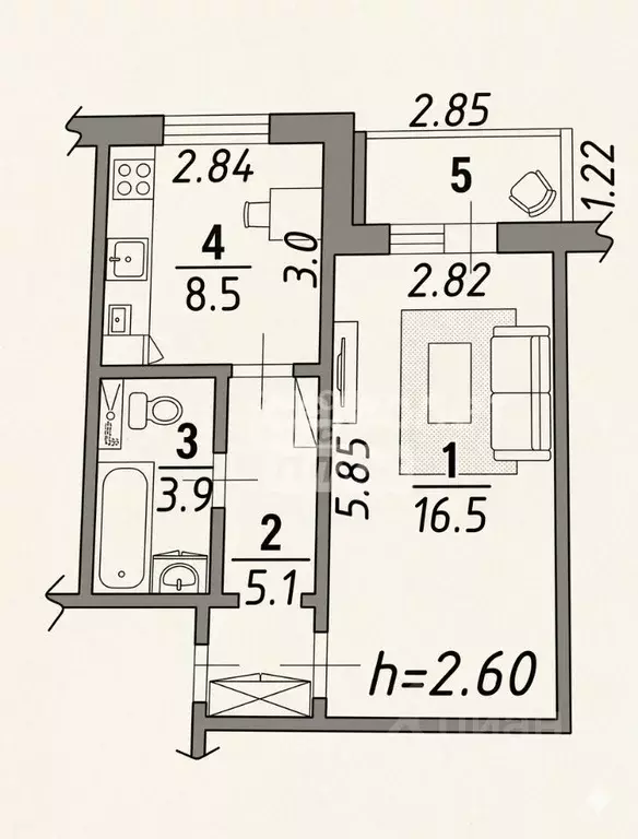 1-к кв. Омская область, Омск Московка мкр, ул. Молодогвардейская, 1/2 ... - Фото 2