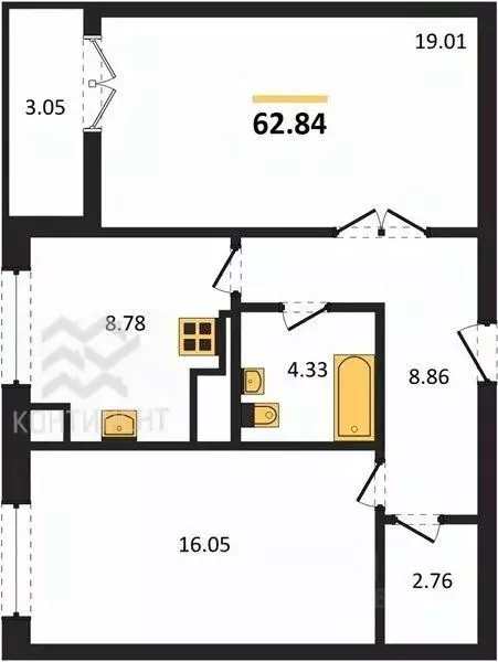 2-к кв. Крым, Евпатория Сезоны жилой комплекс (62.84 м) - Фото 2