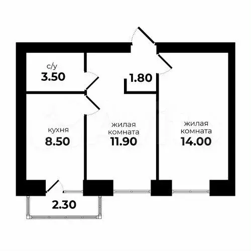 2-к. квартира, 39,2 м, 4/5 эт. - Фото 1