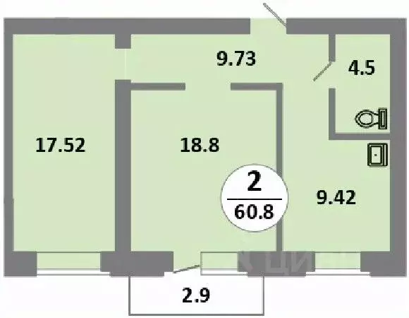 2-к кв. Красноярский край, Красноярск Соколовская ул., 52 (59.2 м) - Фото 0