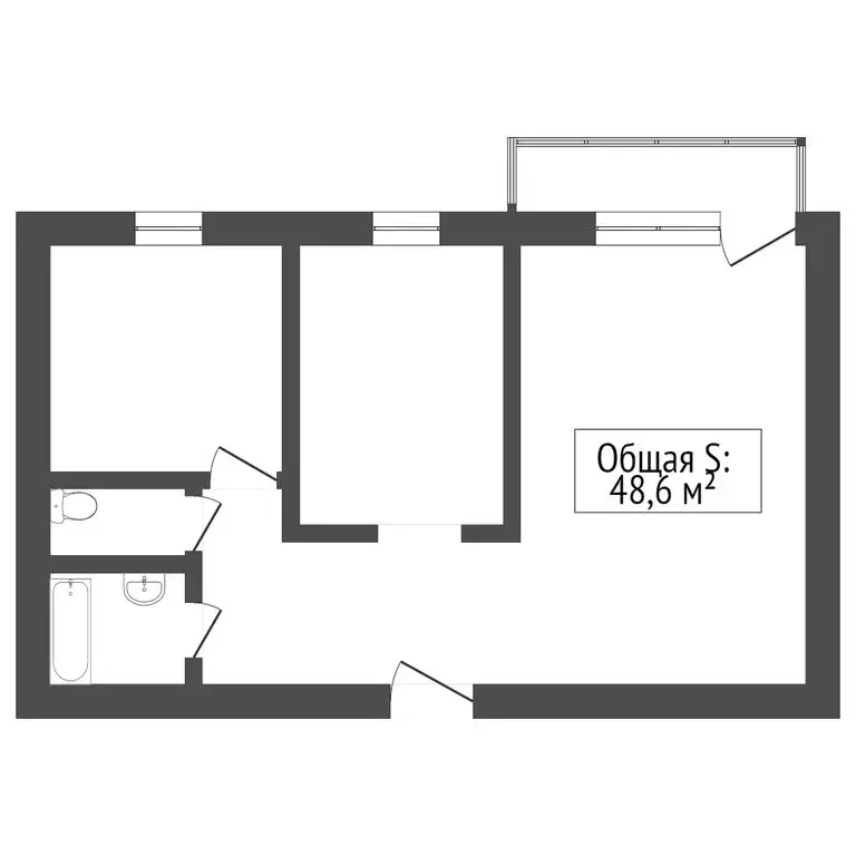 2-комнатная квартира: Улан-Удэ, Тобольская улица, 49 (45 м) - Фото 2