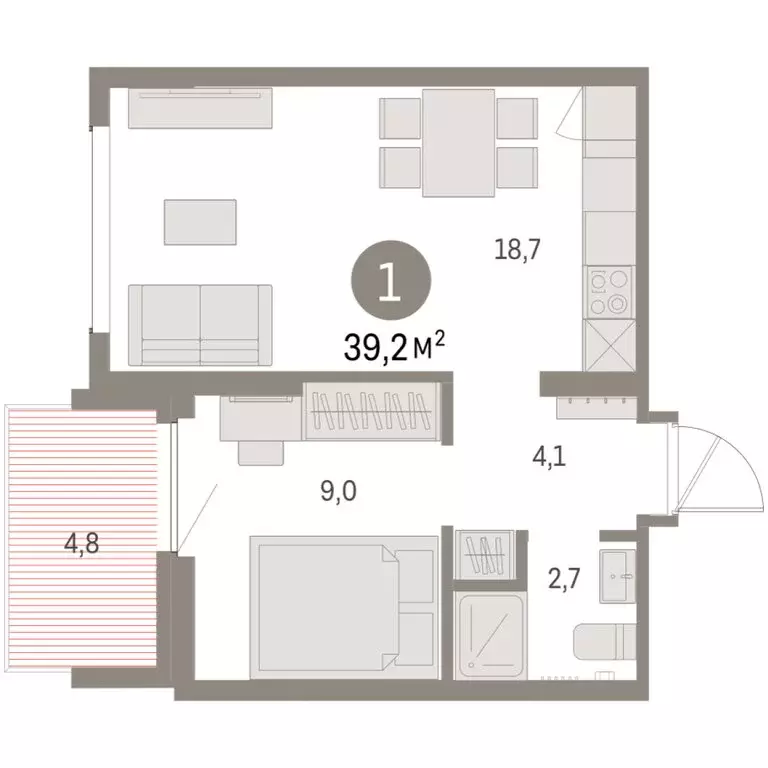 1-комнатная квартира: Екатеринбург, микрорайон Академический, 19-й ... - Фото 1