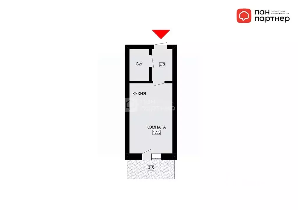 Студия Санкт-Петербург Парашютная ул., 42к1 (25.4 м) - Фото 2