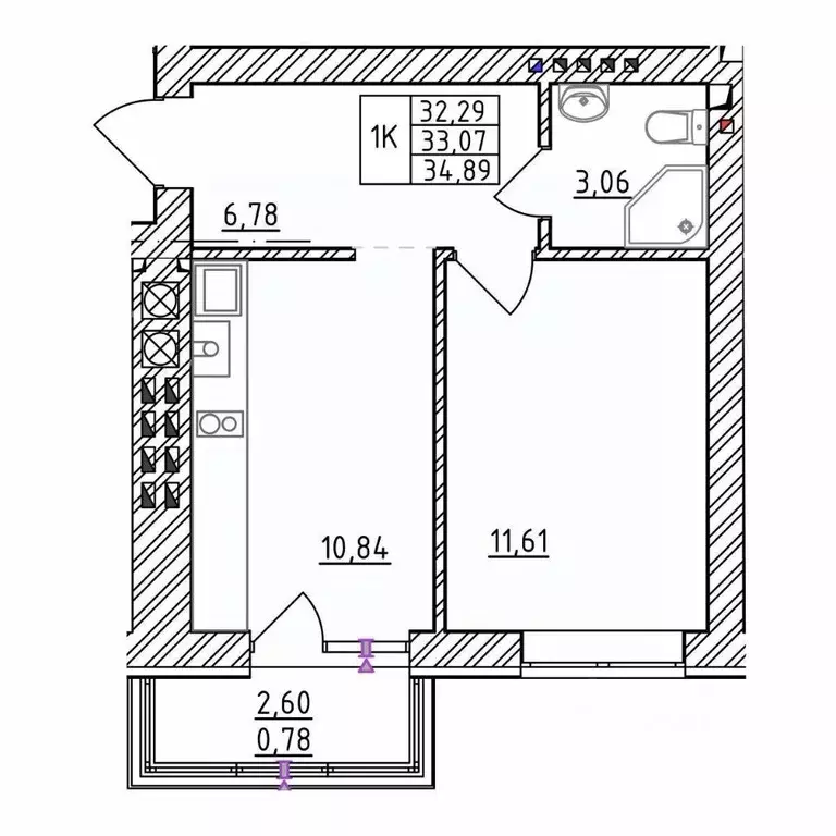 1-к кв. Калининградская область, Зеленоградск  (34.89 м) - Фото 1