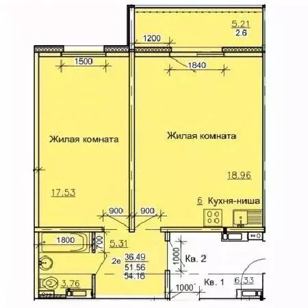 2-к кв. Алтайский край, Барнаул ул. Союза Республик (54.16 м) - Фото 0