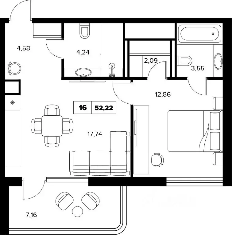2-к кв. Краснодарский край, Сочи Культурное Уч-Дере мкр, ул. Семашко, ... - Фото 1