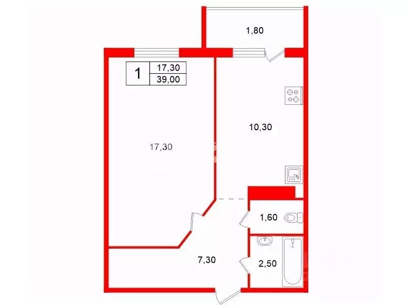 1-к кв. Ленинградская область, Приозерск ул. Суворова, 42 (39.0 м) - Фото 2