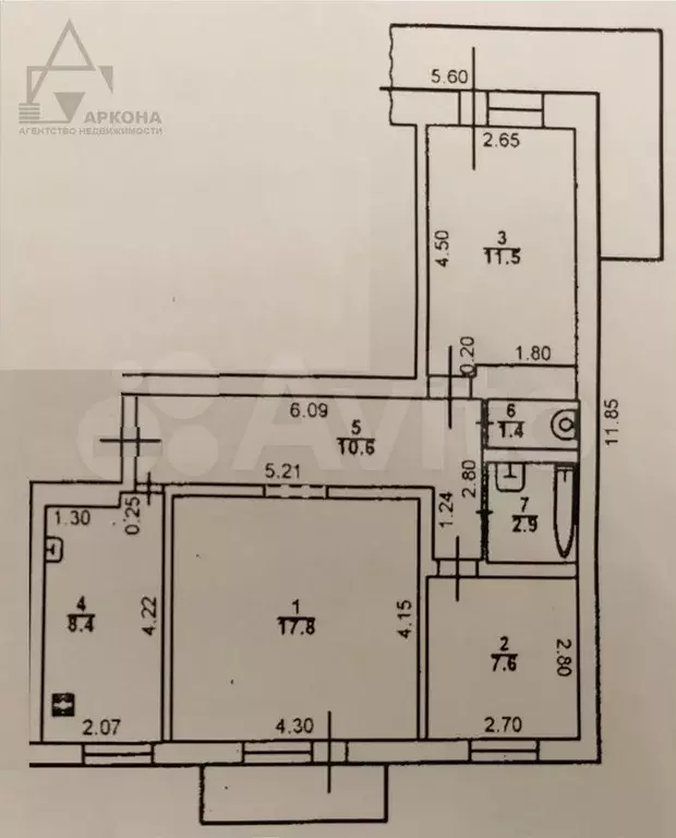 3-к. квартира, 60,2 м, 4/9 эт. - Фото 0