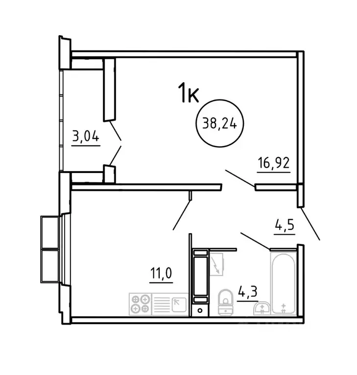 1-к кв. Челябинская область, Челябинск ул. Блюхера, 2.3.1 (38.24 м) - Фото 1