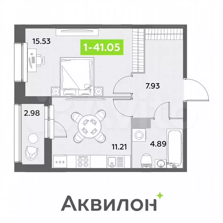 1-к. квартира, 41,1 м, 11/12 эт. - Фото 1