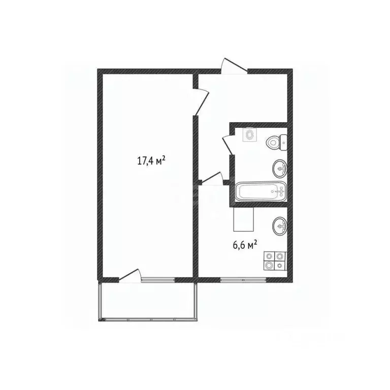 1-к кв. Белгородская область, Белгород ул. Некрасова, 29 (31.2 м) - Фото 2