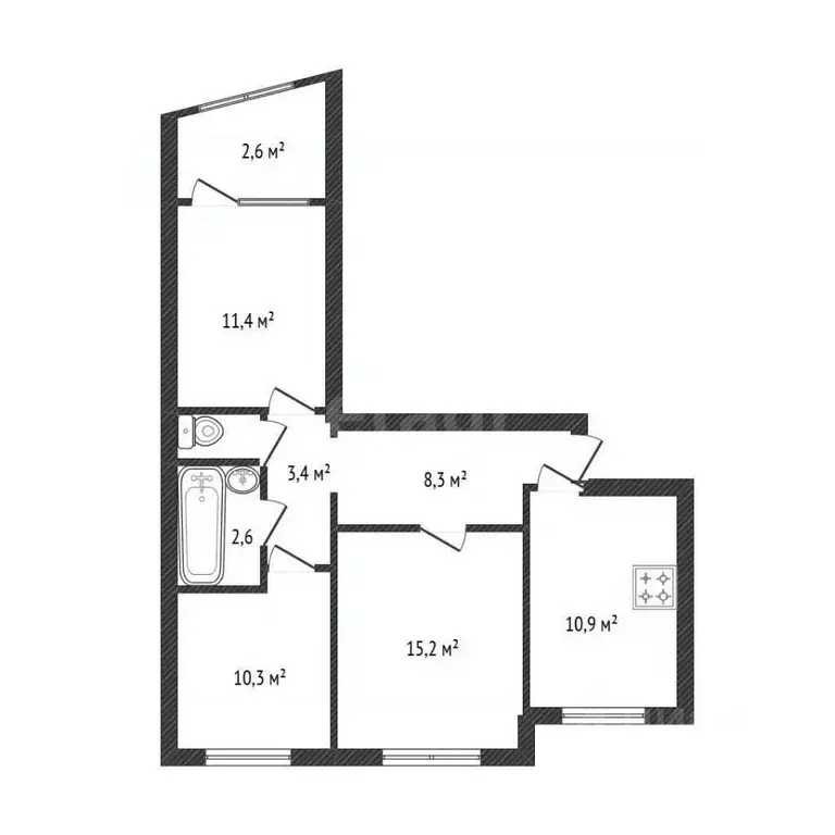 3-к кв. Брянская область, Брянск Авиационная ул., 3 (63.1 м) - Фото 2