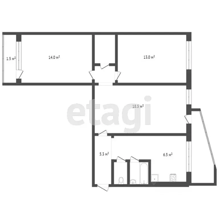 3-к кв. Мордовия, Саранск ул. Косарева, 41к2 (64.1 м) - Фото 2