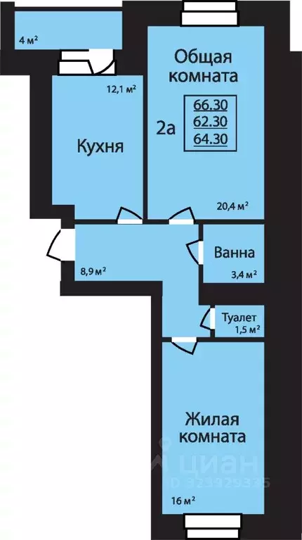 2-к кв. Тамбовская область, Тамбов ул. Имени С.И. Савостьянова, 3 ... - Фото 1