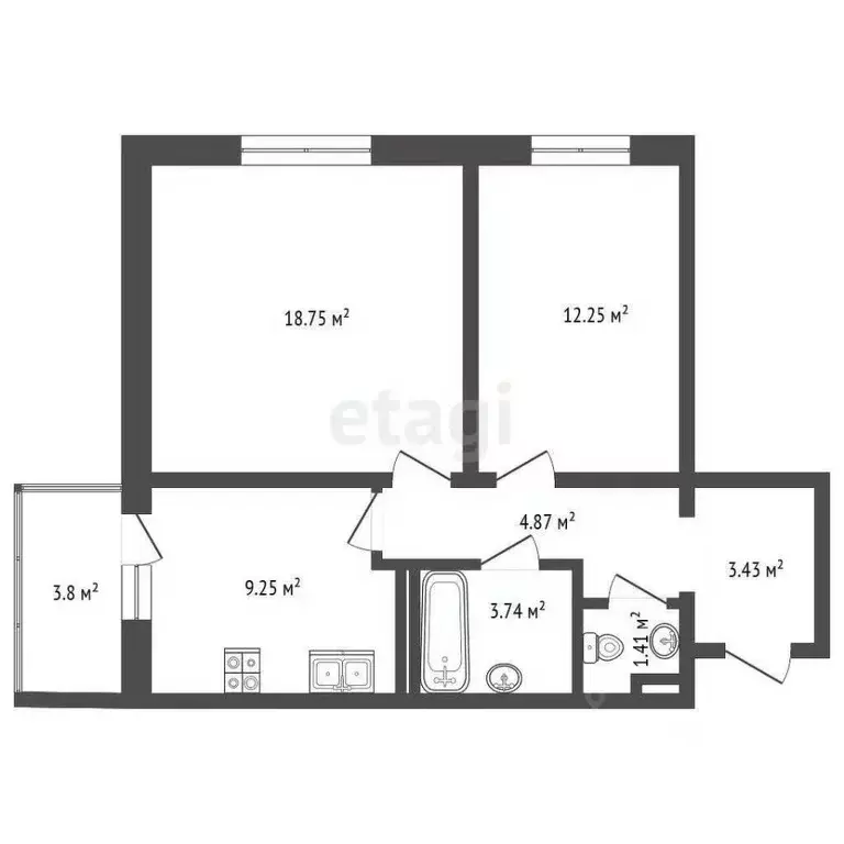 2-к кв. Кемеровская область, Кемерово Космическая ул., 2В (54.1 м) - Фото 1