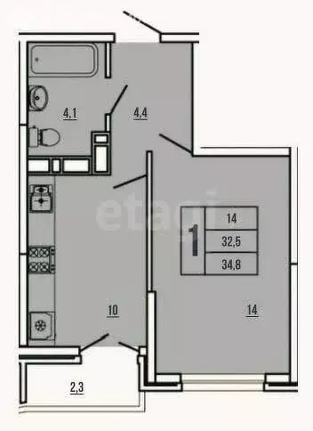 1-комнатная квартира: Краснодар, Командорская улица, 9/2 (32.5 м) - Фото 0