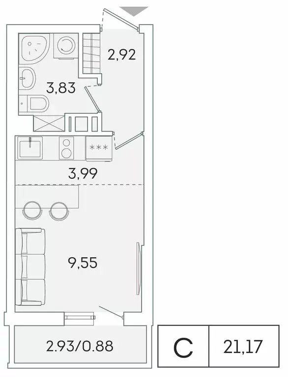 Квартира-студия: Мурино, Графская улица, 6к1 (20.4 м) - Фото 1