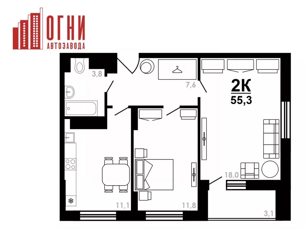 2-к кв. Нижегородская область, Нижний Новгород Коломенская ул., 8к4 ... - Фото 1