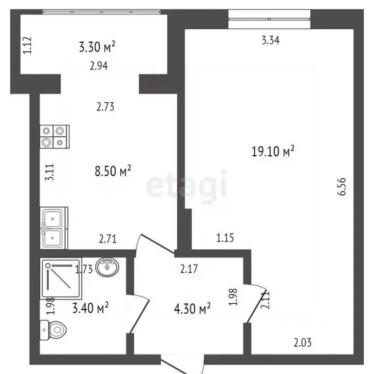 1-к кв. Калининградская область, Зеленоградский муниципальный округ, ... - Фото 2