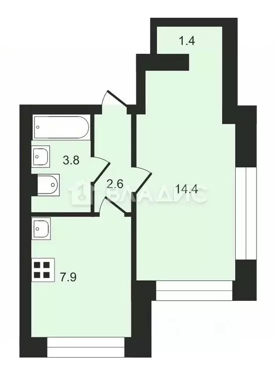 1-к кв. Владимирская область, Владимир Оргтруд мкр, Молодежная ул., 1 ... - Фото 1