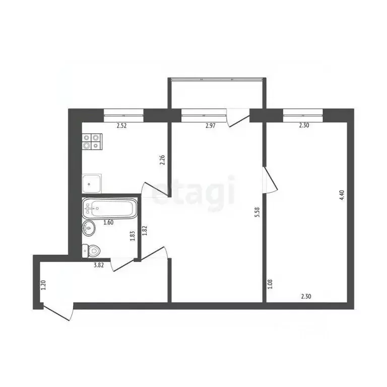 2-к кв. Самарская область, Самара Гая ул., 32 (44.6 м) - Фото 2