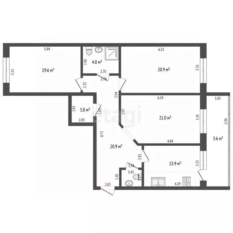 3-к кв. Забайкальский край, Чита ул. Бутина, 115к1 (110.3 м) - Фото 2
