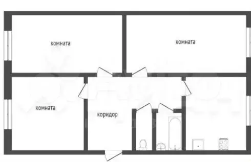 3-к. квартира, 61,7 м, 2/5 эт. - Фото 0