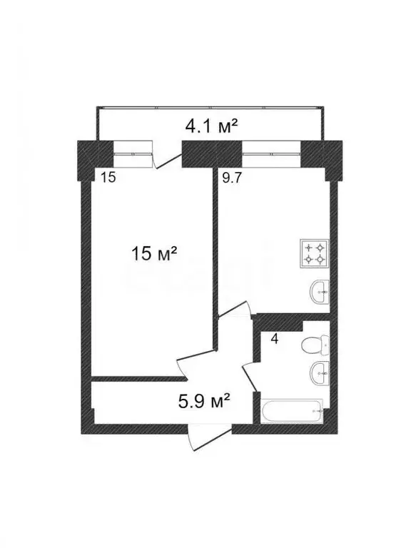 1-комнатная квартира: Абакан, улица Кирова, 120А (34.5 м) - Фото 1