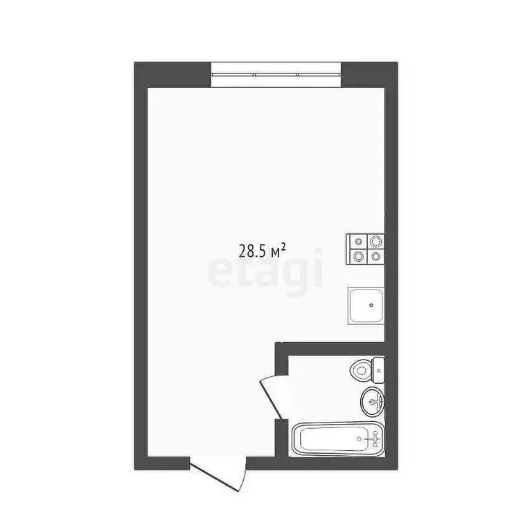 Квартира-студия: Омск, улица Малиновского, 18к2 (28.5 м) - Фото 1