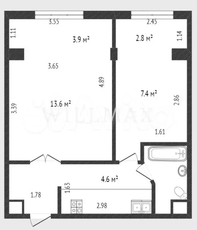 2-к. квартира, 37,8 м, 8/8 эт. - Фото 0