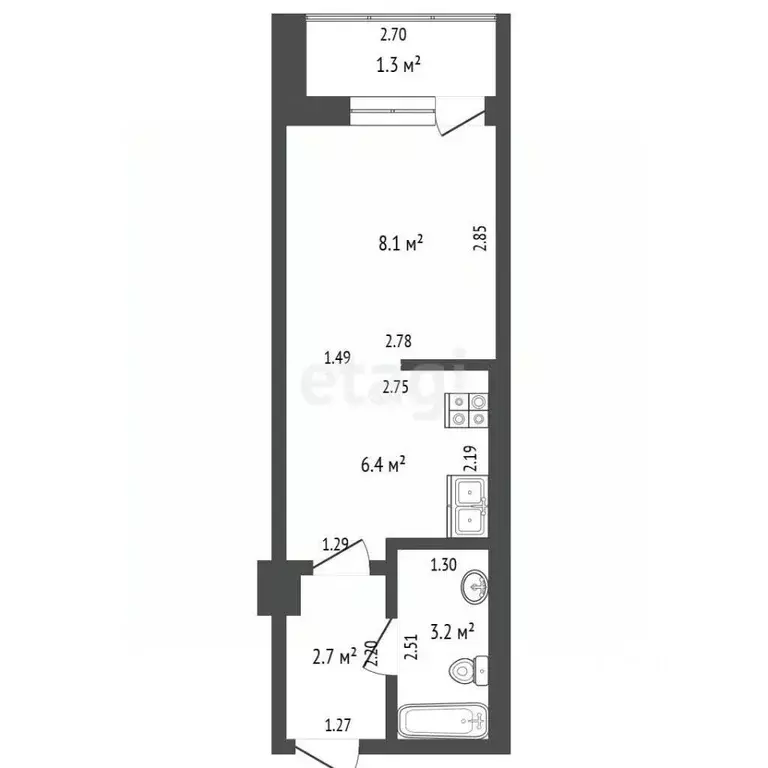 Студия Забайкальский край, Чита ул. Серова, 30 (20.4 м) - Фото 2