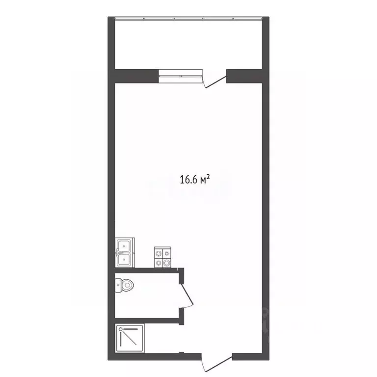 Студия Тюменская область, Тюмень ул. Александра Логунова, 3 (16.6 м) - Фото 1
