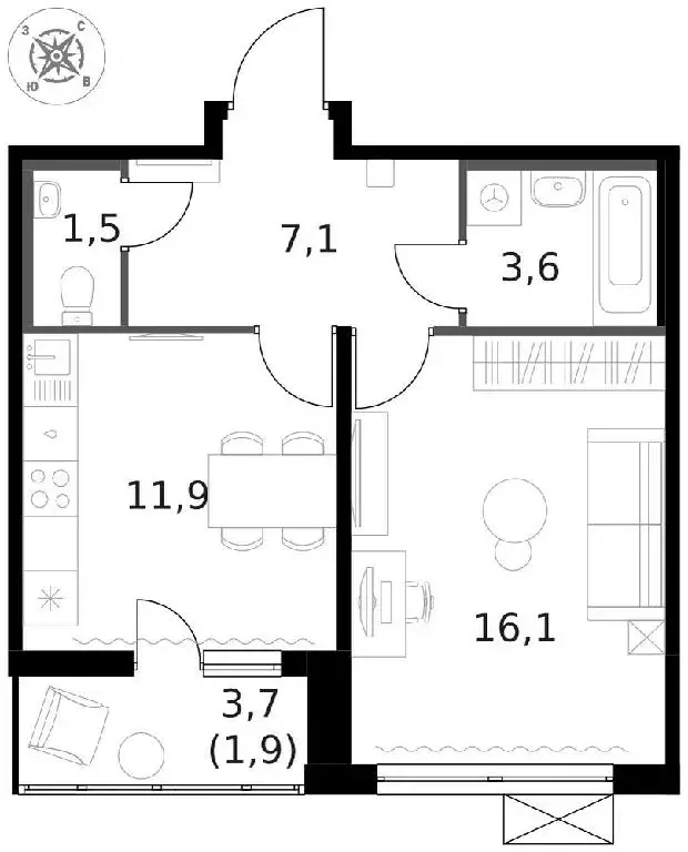 Продается 1-комнатная квартира - Фото 1
