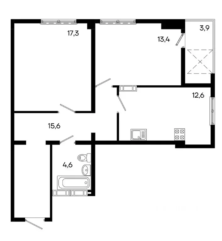 2-к кв. Крым, Симферополь ул. Трубаченко, 21 (67.4 м) - Фото 0