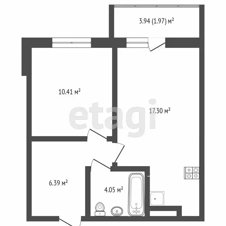 1-комнатная квартира: село Мирное, улица Крымской Весны, 6к2 (42.5 м) - Фото 0