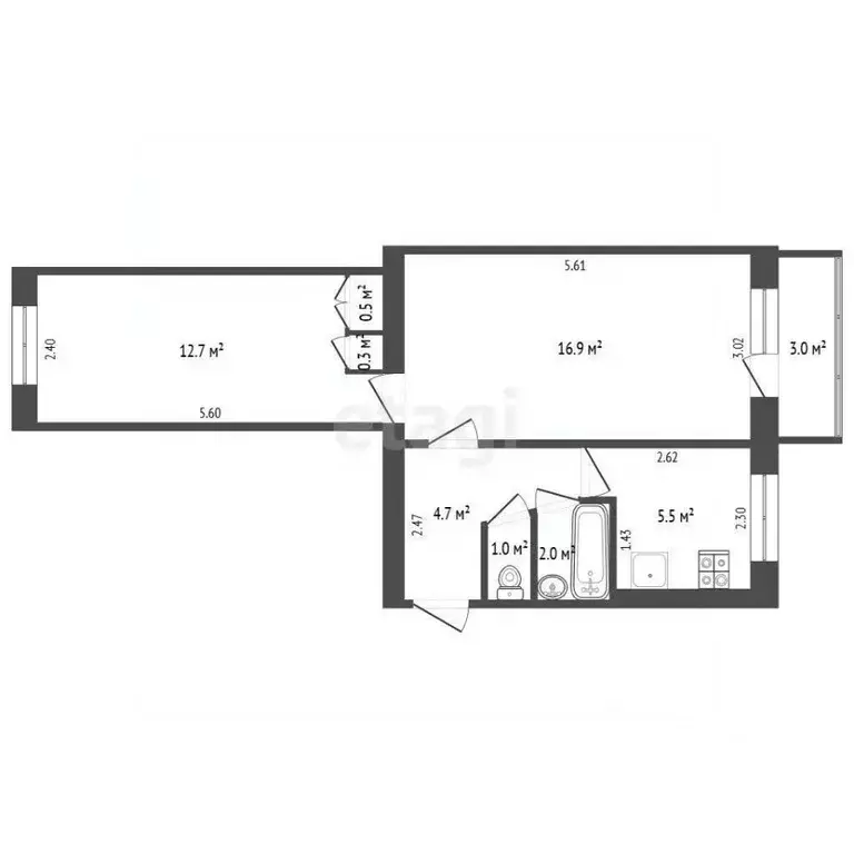 2-к кв. Ростовская область, Ростов-на-Дону Западный мкр, просп. ... - Фото 1